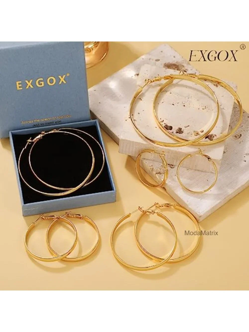 5mm Wide Gold Plated Sterling Silver Hoop Earrings - Large Hoops for Women